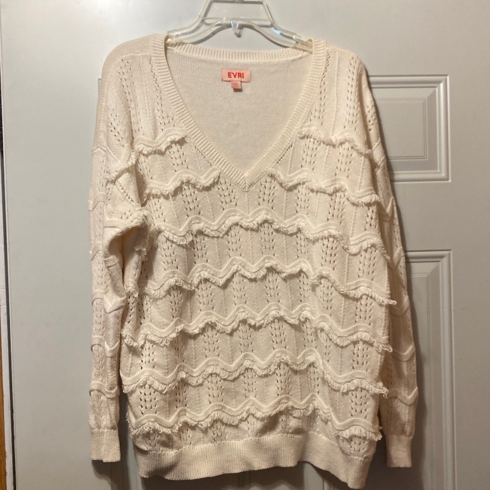 EVRI‎ Women's V-Neck Sweater in Cream 0X